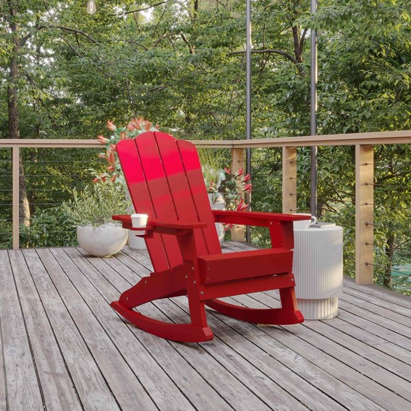 Flash Furniture Red Adirondack Rocking Chair with Cupholder LE-HMP-1044-31-RD-GG